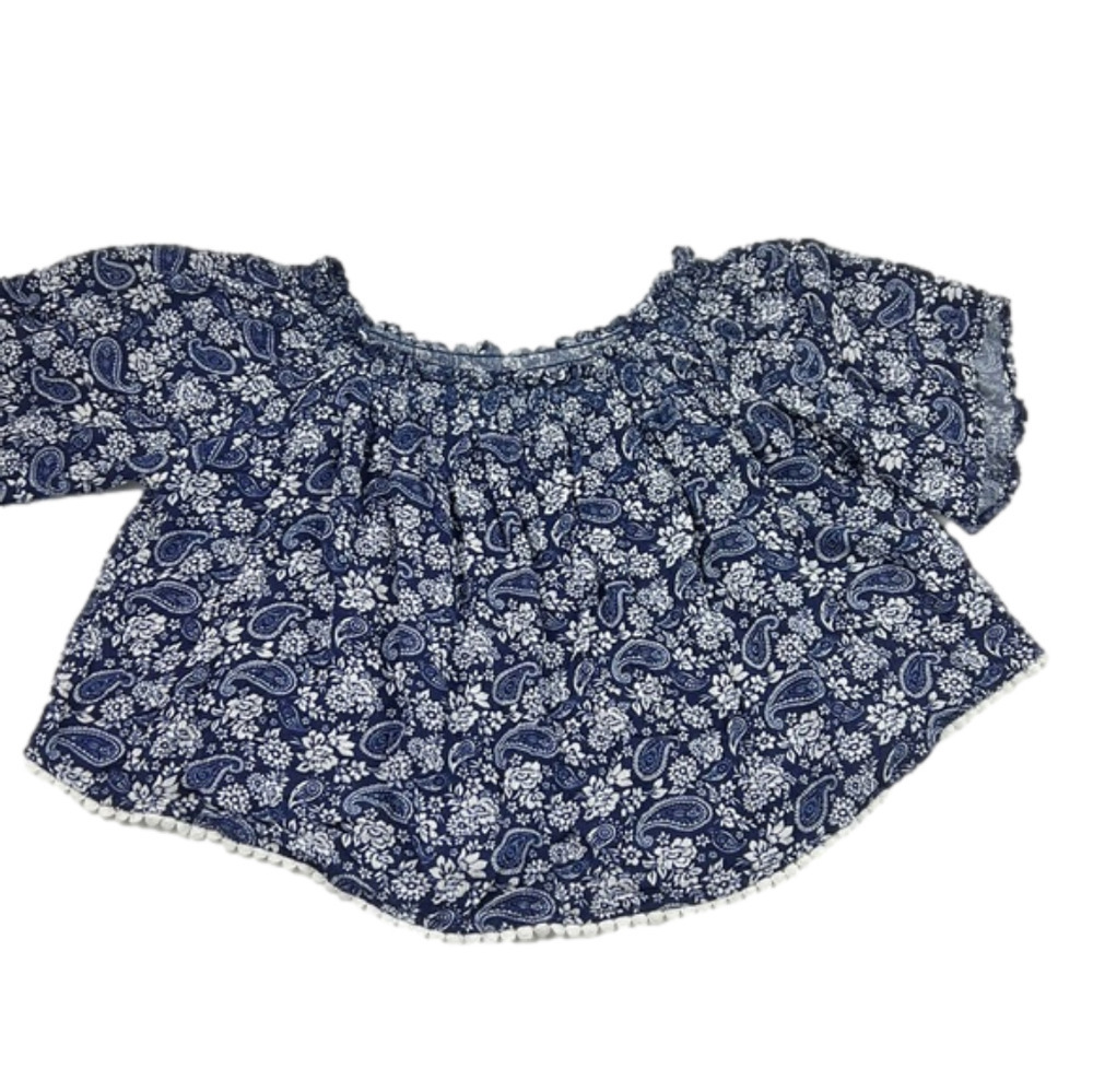 Bluenotes Loose Flowy Peasant Short Sleeve Top